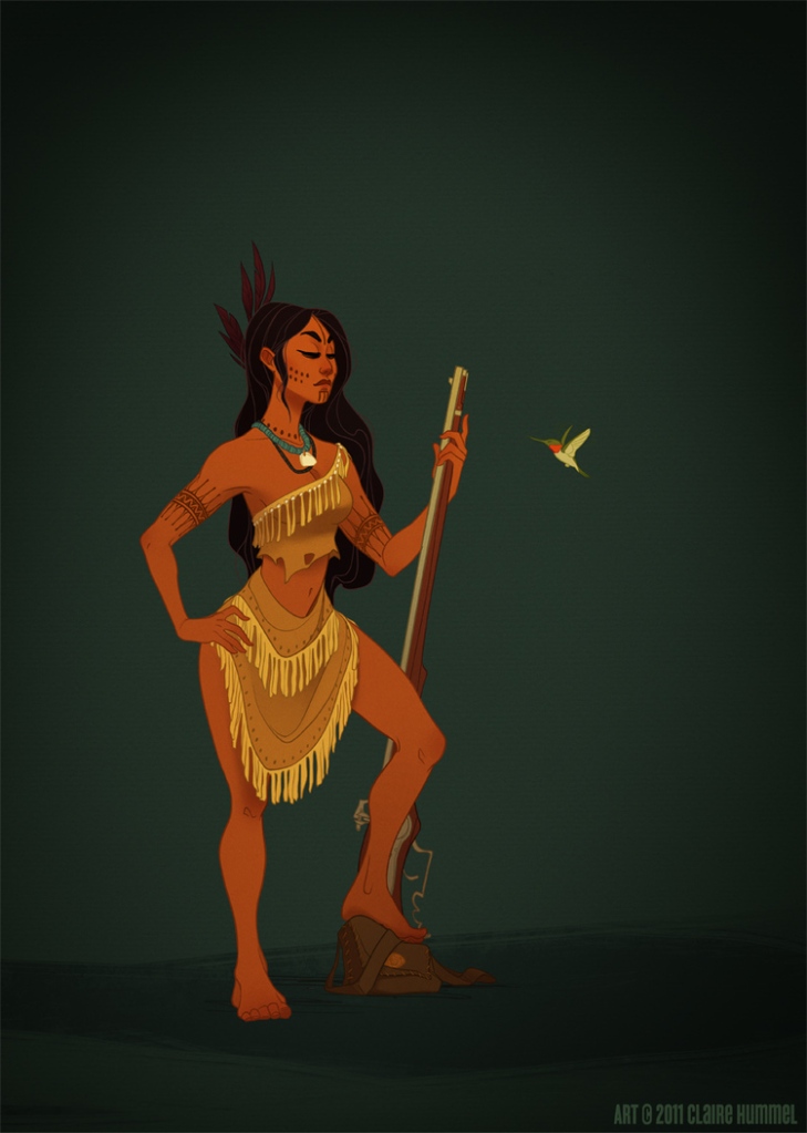 Pocahontas com base no costume Powhatan século XVII