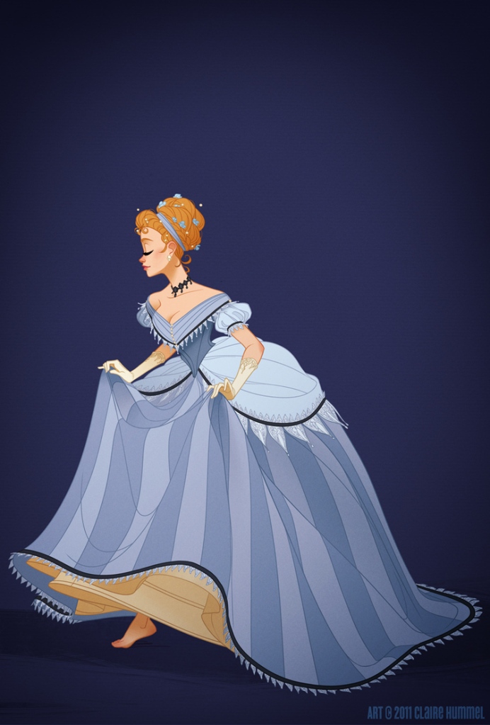 O vestido da Cinderela é baseado em meados da década de 1860
